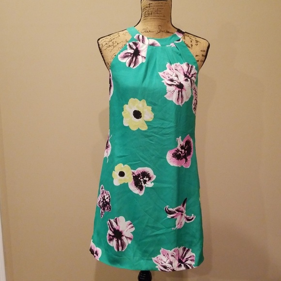 J. Crew Dresses J Crew High Neck Green Floral Summer I323519 Poshmark